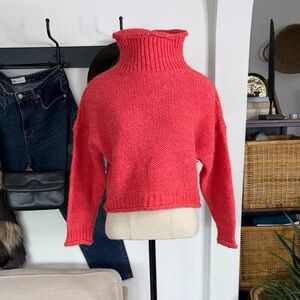 Anthropologie Vibrant Pink Turtleneck Sweater